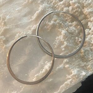 •STERLING SILVER• hammered gypsy hoop earrings